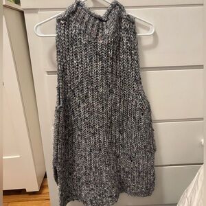 Gray knit wool blend sweater vest